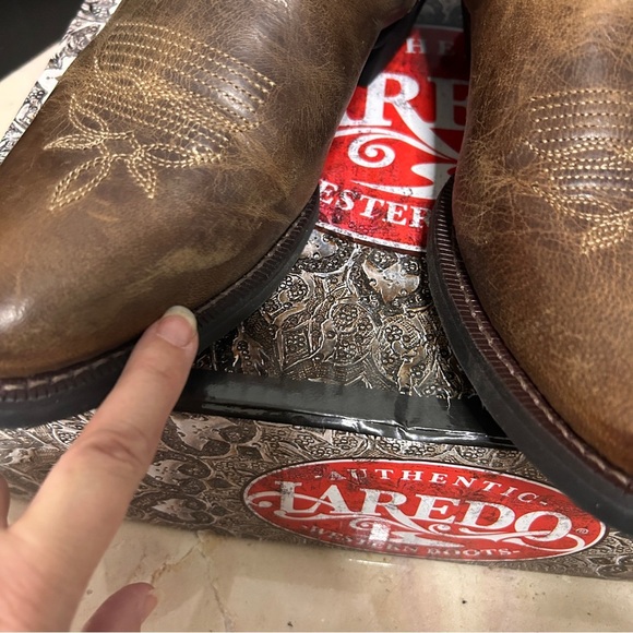 Laredo Tori 8" Women's 10M Leather Cowboy Boots BrownTan Ortholite Western - Picture 5 of 13